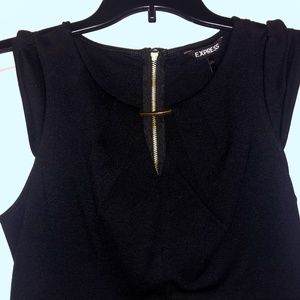 Express Bodycon black dress with gold details